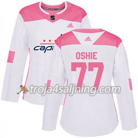 Washington Capitals tröja T.J. Oshie 77 Vit 2017-2018 Adidas Rosa Fashion Authentic - Dame NHL Tröjor